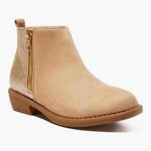 Tan Ankle Boots with Gold Glitter Detail